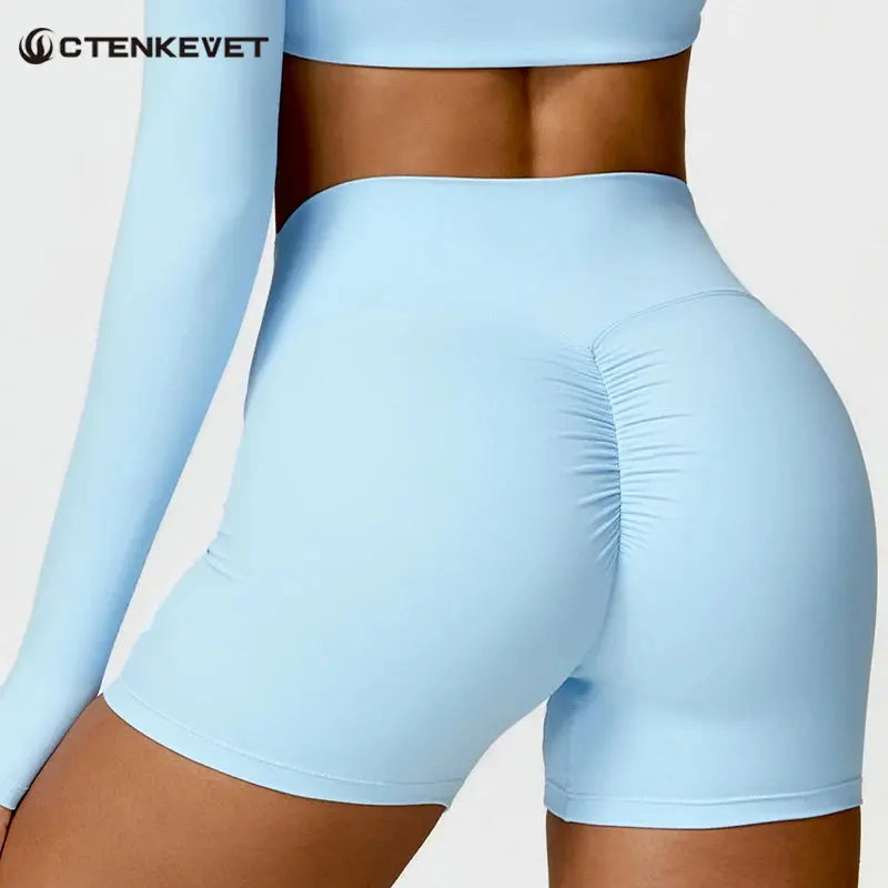 Ctenkevet Women High Waist Quick-Dry Solid Color Fitness & Yoga Shorts Vervelle