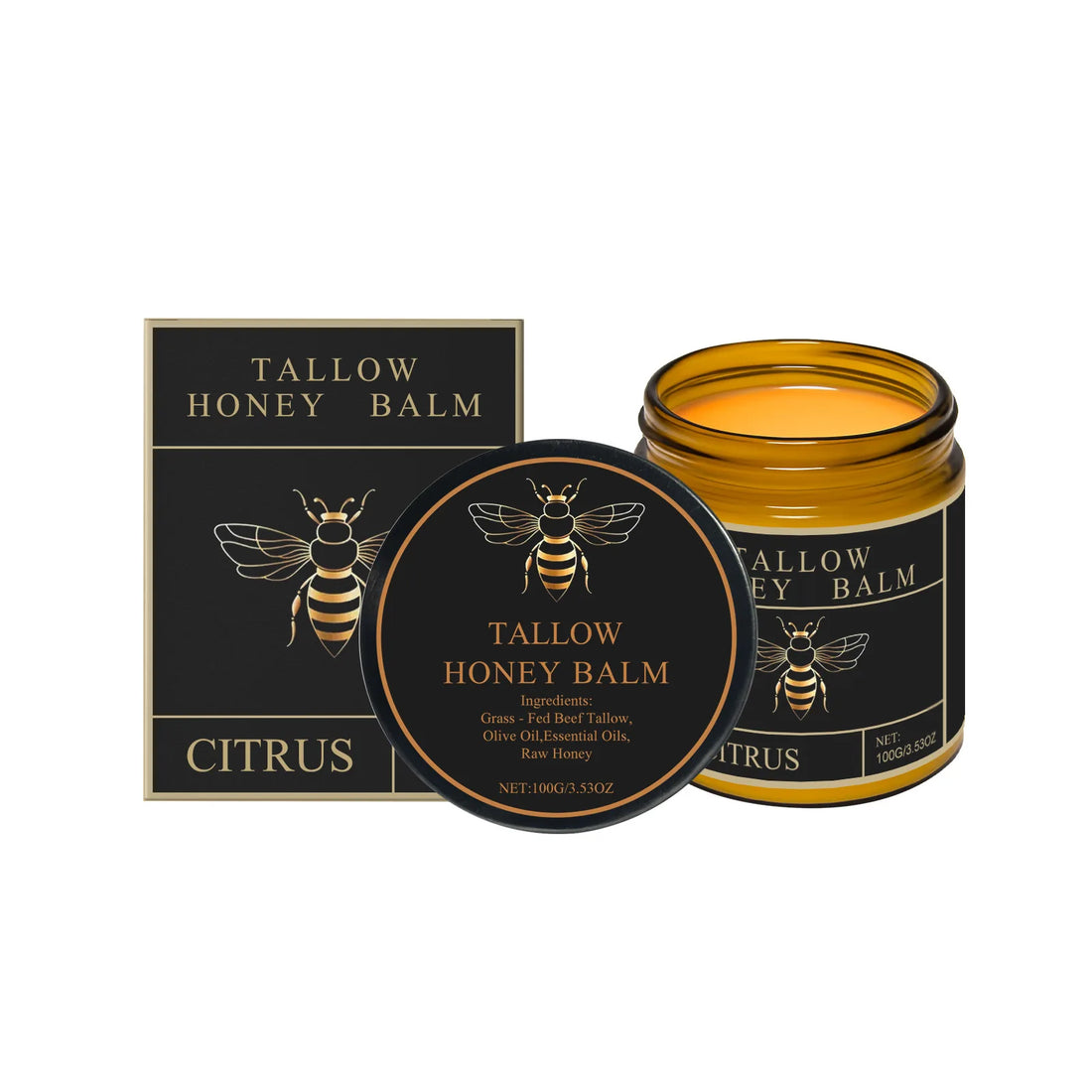Beef Tallow Honey Balm 100g Natural Moisturizing Cream for Skin Repair