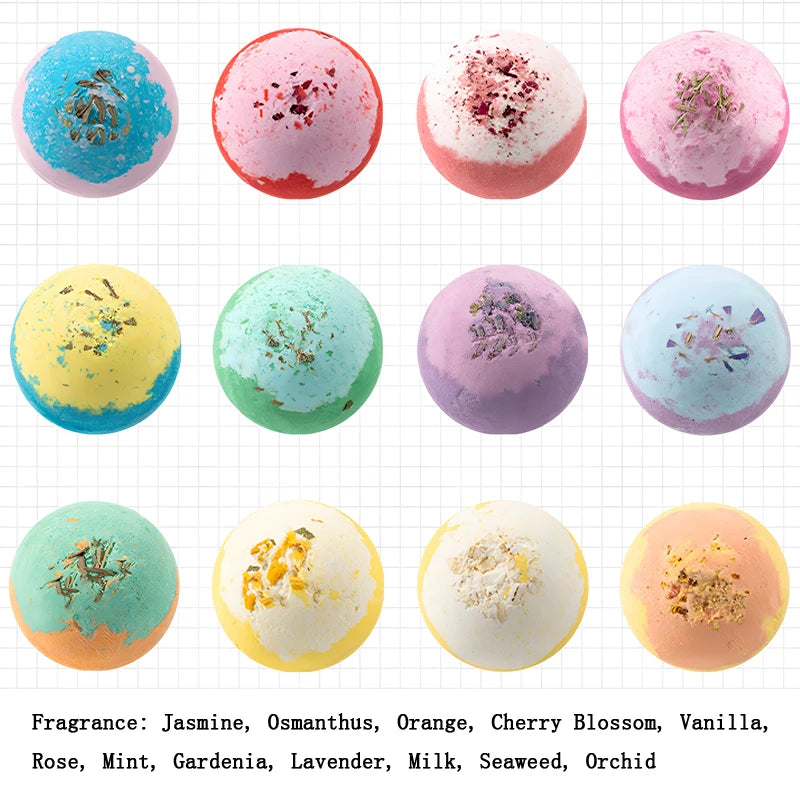 12pcs Bath Bomb Gift Set – Essential Oil Spa for Skin