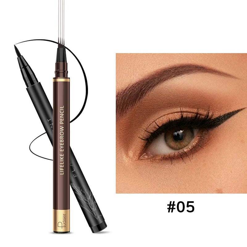 Eyeliner and four-tip eyebrow pencil set, smudge-proof, suitable for daily makeup