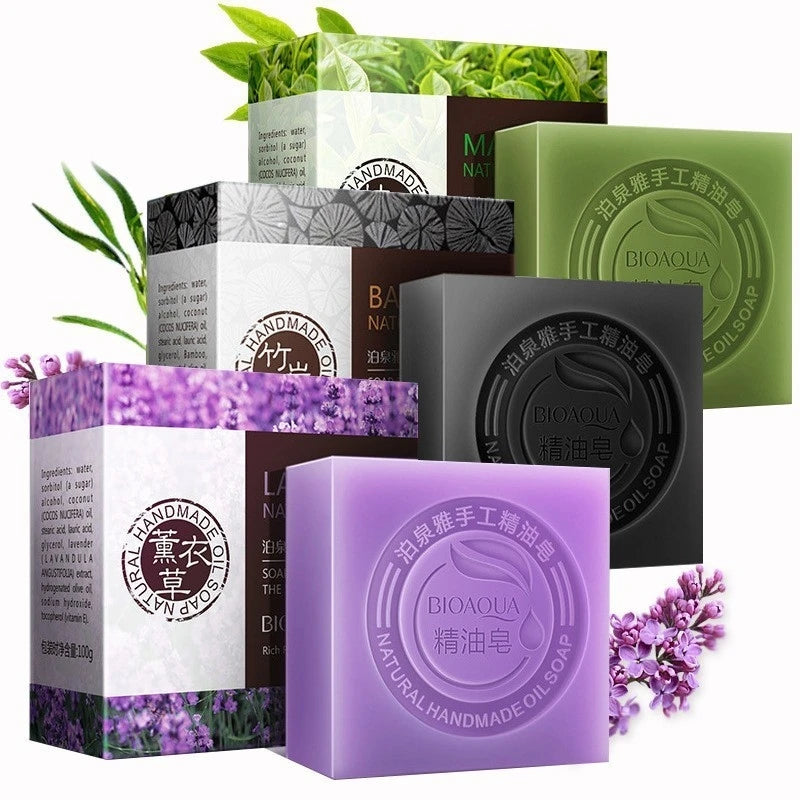 Luxurious Bamboo Charcoal Blueberry Lavender Handmade Soap Collection for Deep Cleansing