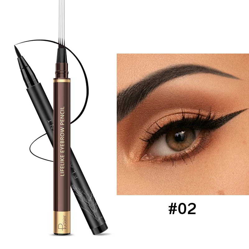 Eyeliner and four-tip eyebrow pencil set, smudge-proof, suitable for daily makeup