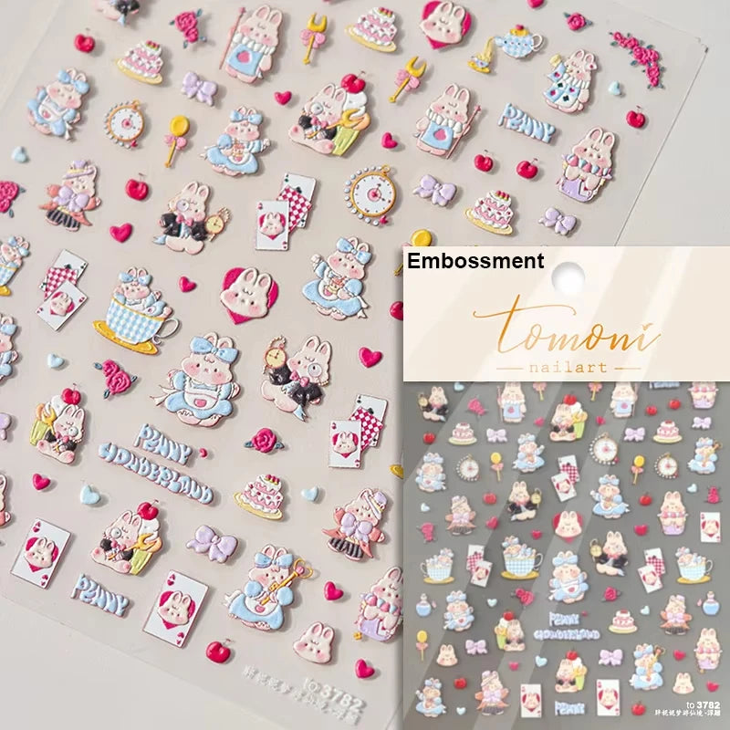 5D Pink Peach Jelly Nail Stickers Cute 3D Fruits