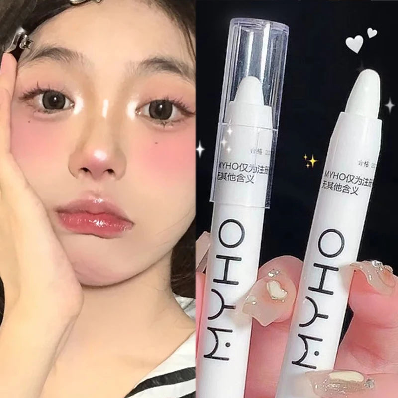 Glitter Highlighter Pen Waterproof Pearlescent Matte White Sliver Facial Makeup