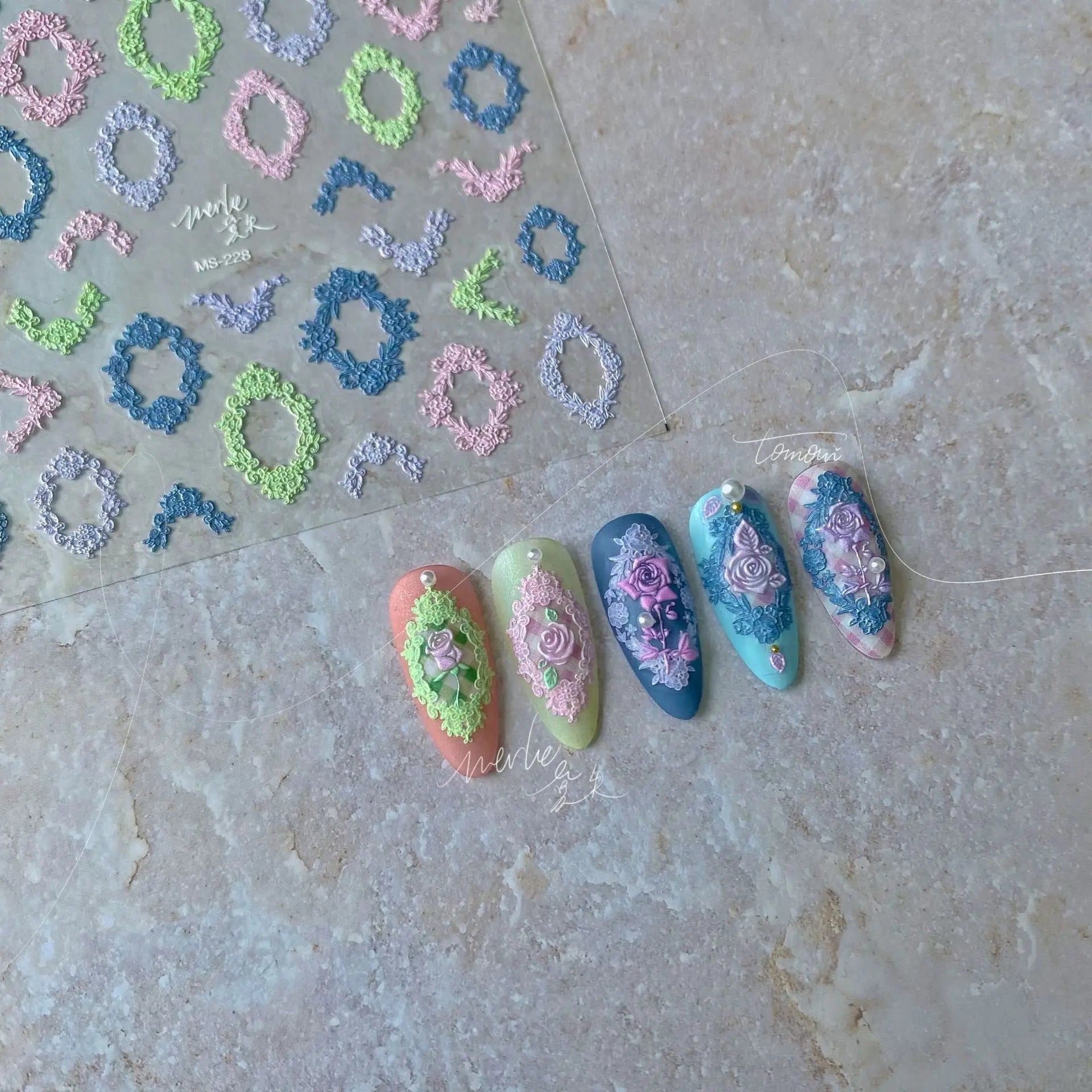 1 Pack 5D Green Four-Leaf Clover Nail Art Stickers