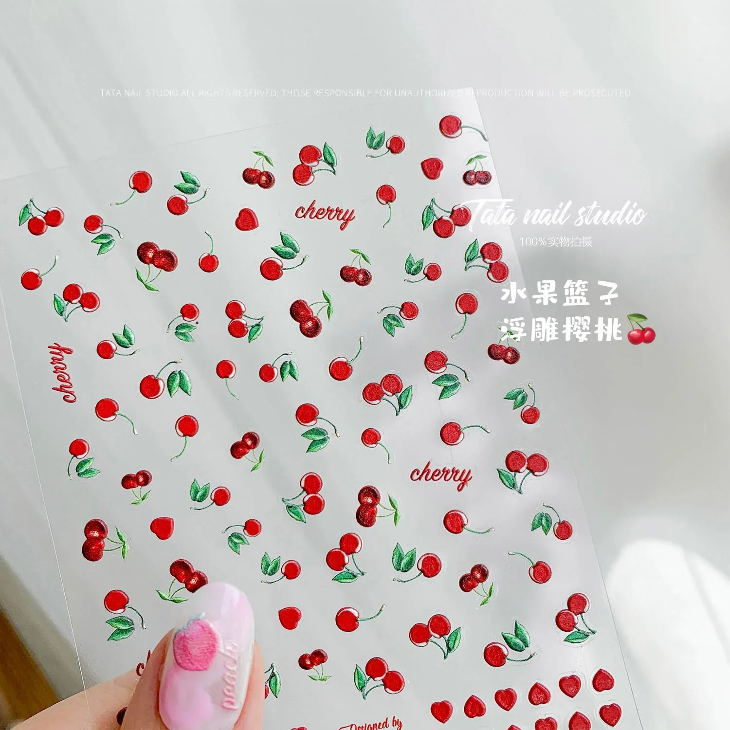 5D Fruit & Bowknot Nail Stickers Strawberry Cherry