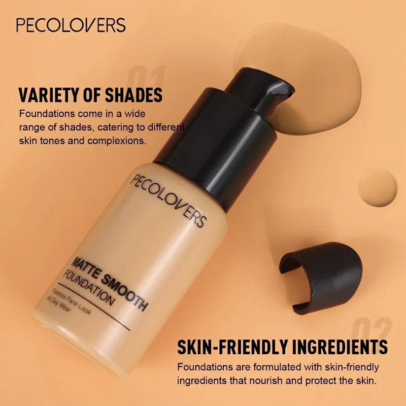 PECOLOVERS Matte Liquid Foundation Full Coverage Vervelle