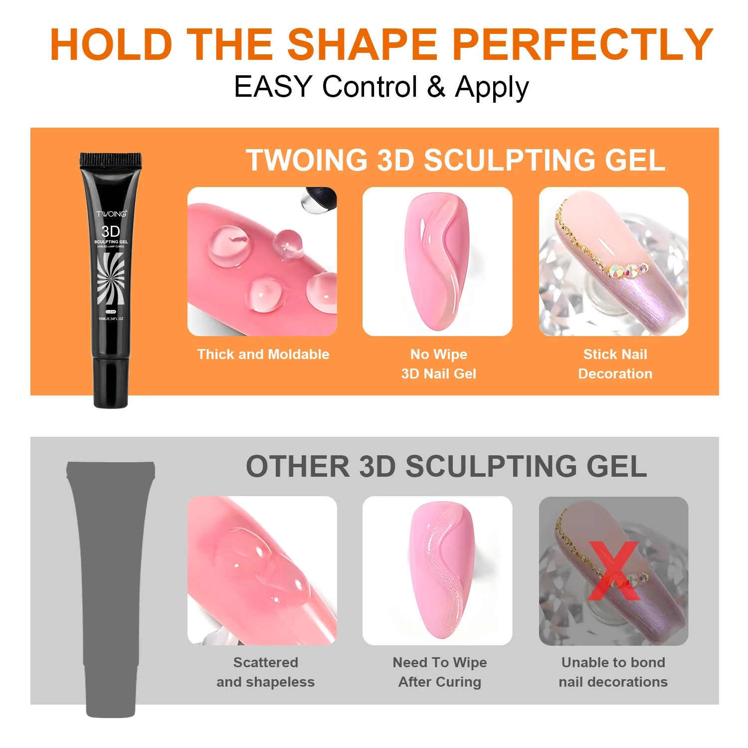 10ml 3D Nail Art Gel Waterproof Sculpting DIY Designs