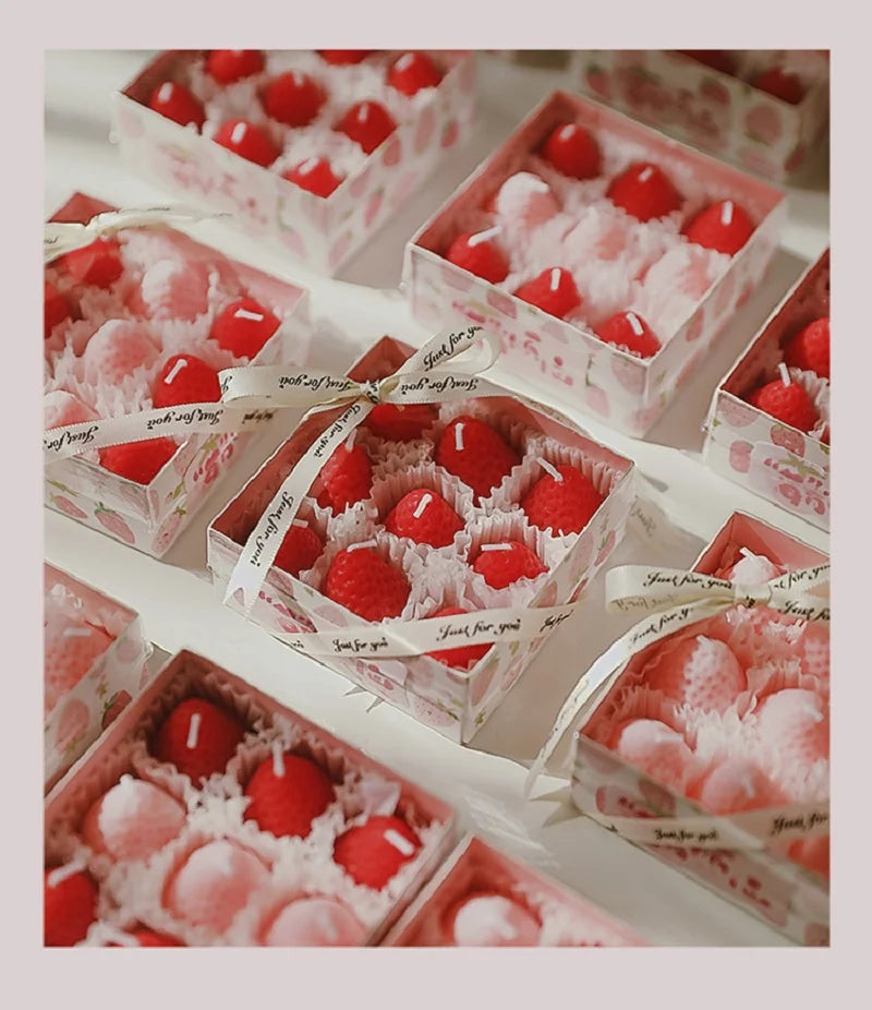 Strawberry Shaped Scented Candles – Handmade Mini Aromatherapy