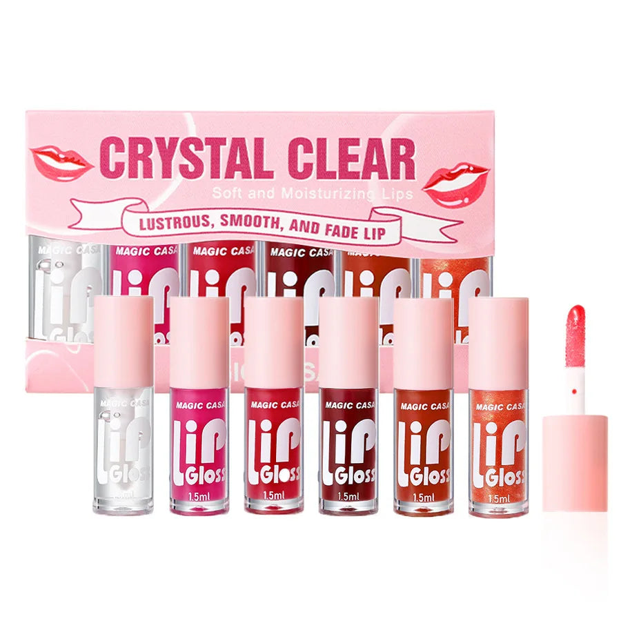6Pcs Transparent Lip Gloss Set