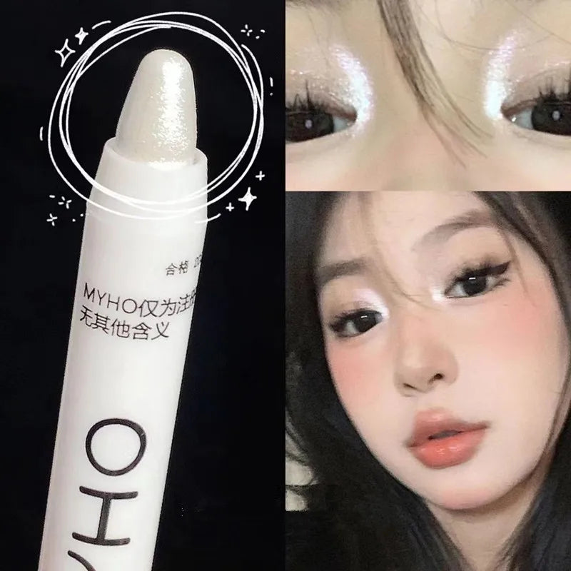 Glitter Highlighter Pen Waterproof Pearlescent Matte White Sliver Facial Makeup