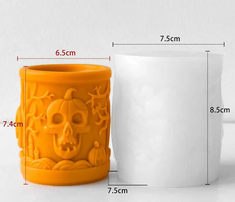 Halloween Cylinder Silicone Mold for DIY Pumpkin Candle Making