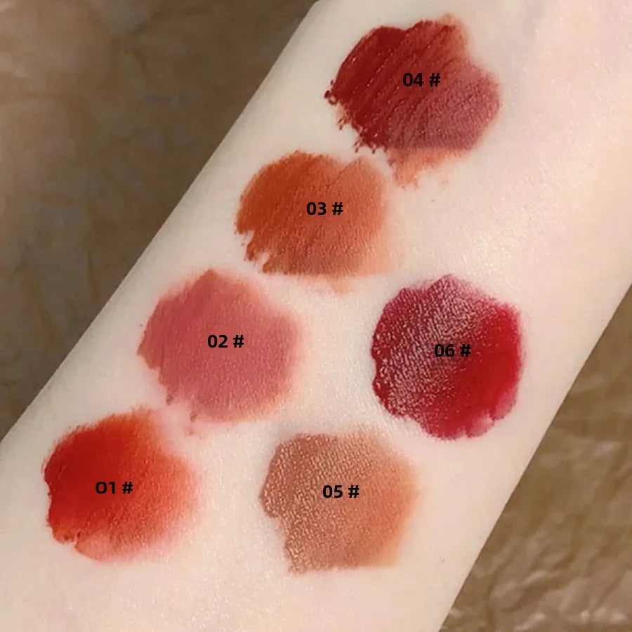 6pcs/Set Love Bear Velvet Matte Lipgloss Lip Tint Mud Moisturizing Lip Cosmetics Set