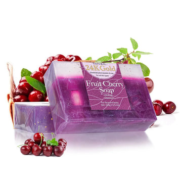 Cherry Aroma Soap 150g – 24K Gold Leaf Handmade Facial Soap