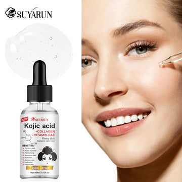 SUYARUN Propolis VITAMIN E & Kojic Acid Face Serum - Brightening Anti-Aging Treatment, Fades Dark Spots, Evens Skin Tone.