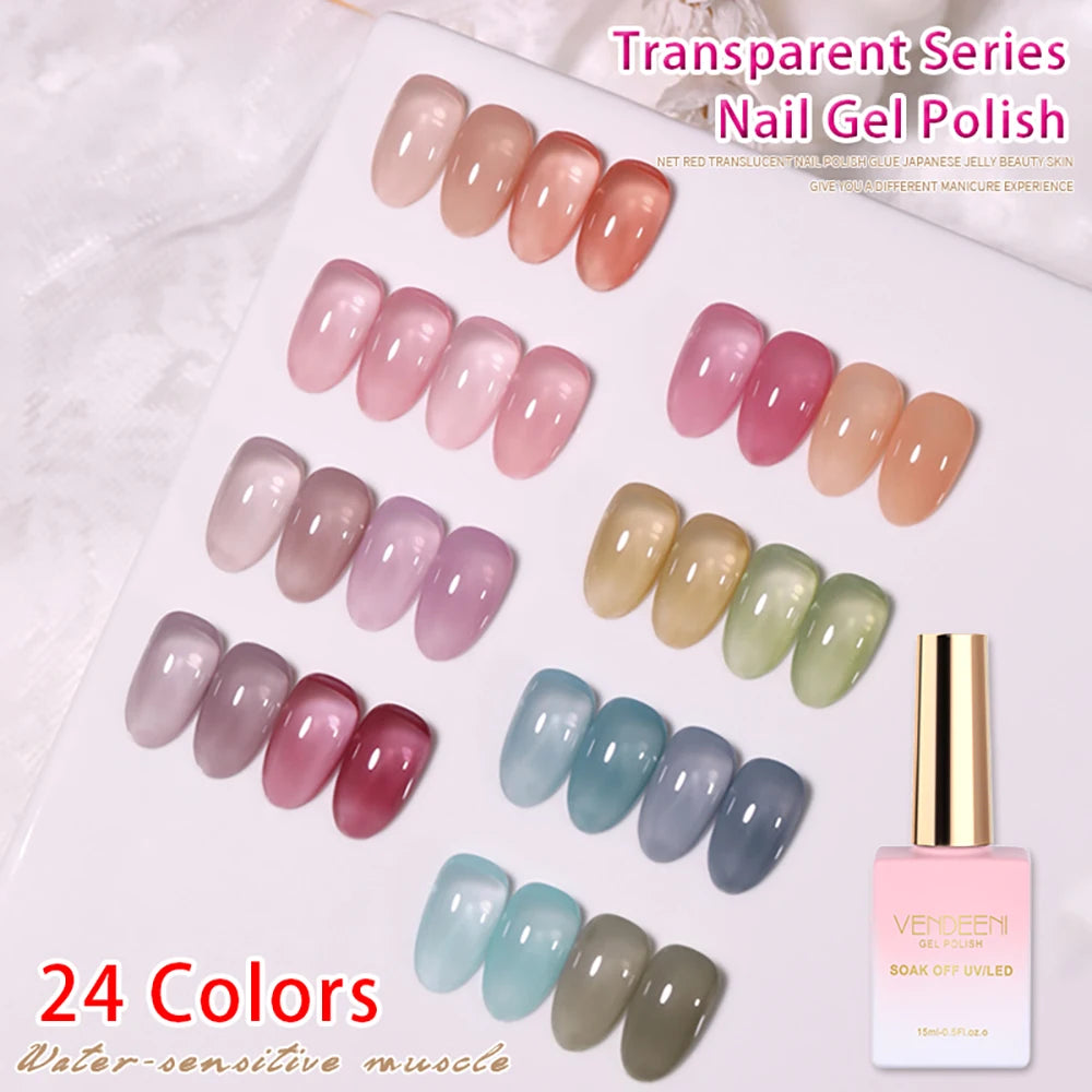 Vendeeni 24 Colors Jelly Gel Nail Polish Nude Pink 15ml