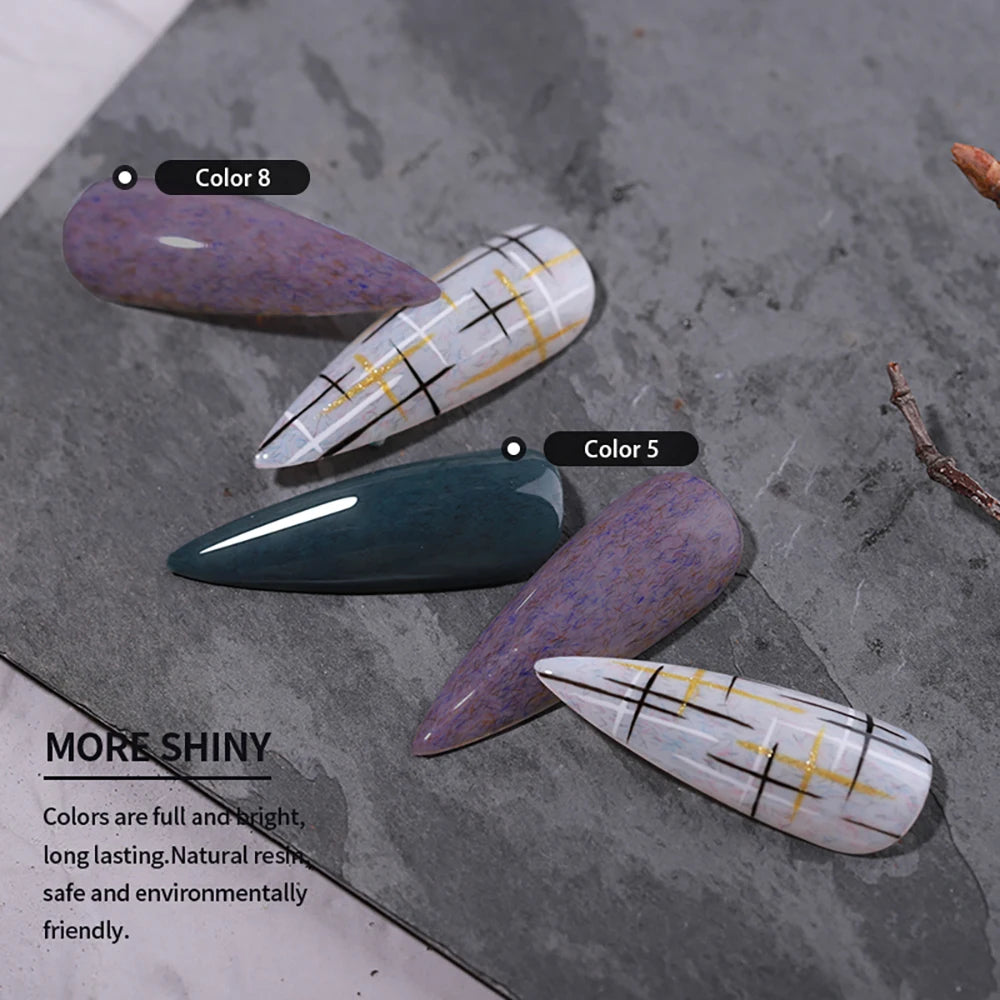 Vendeeni 9 Colors Furs Fluff Gel Nail Polish Semi Permanent UV LED Soak Off Gel Varnish DIY Plush Velvet Nail Art Gel Lacquer