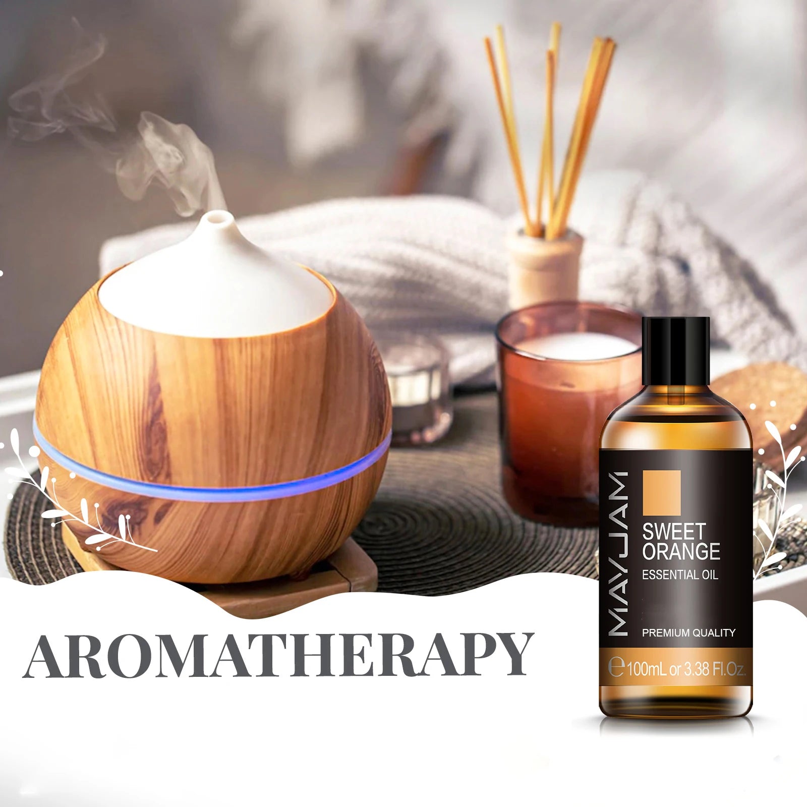 MAYJAM Essential Oils 100ml – Peppermint, Lavender & Lemongrass for Diffuser, Massage & Relaxation