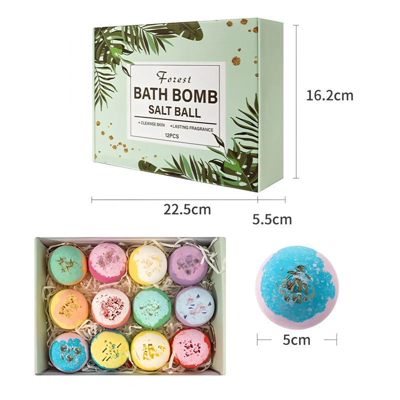 12pcs Bath Bomb Gift Set – Essential Oil Spa for Skin