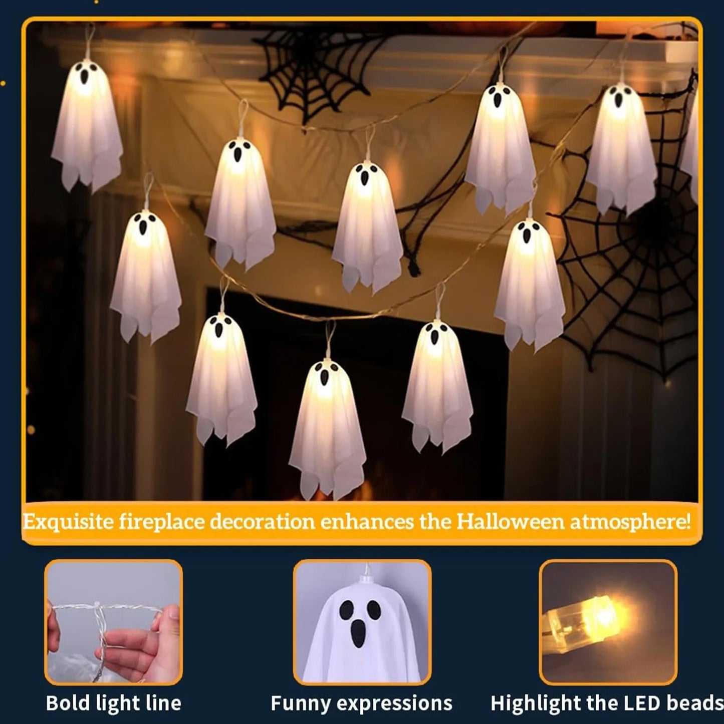 Halloween Ghost White Ghost Hanging Light Ghosts HorrorProps for Halloween Party White Flying Ghosts Haunted House Decor