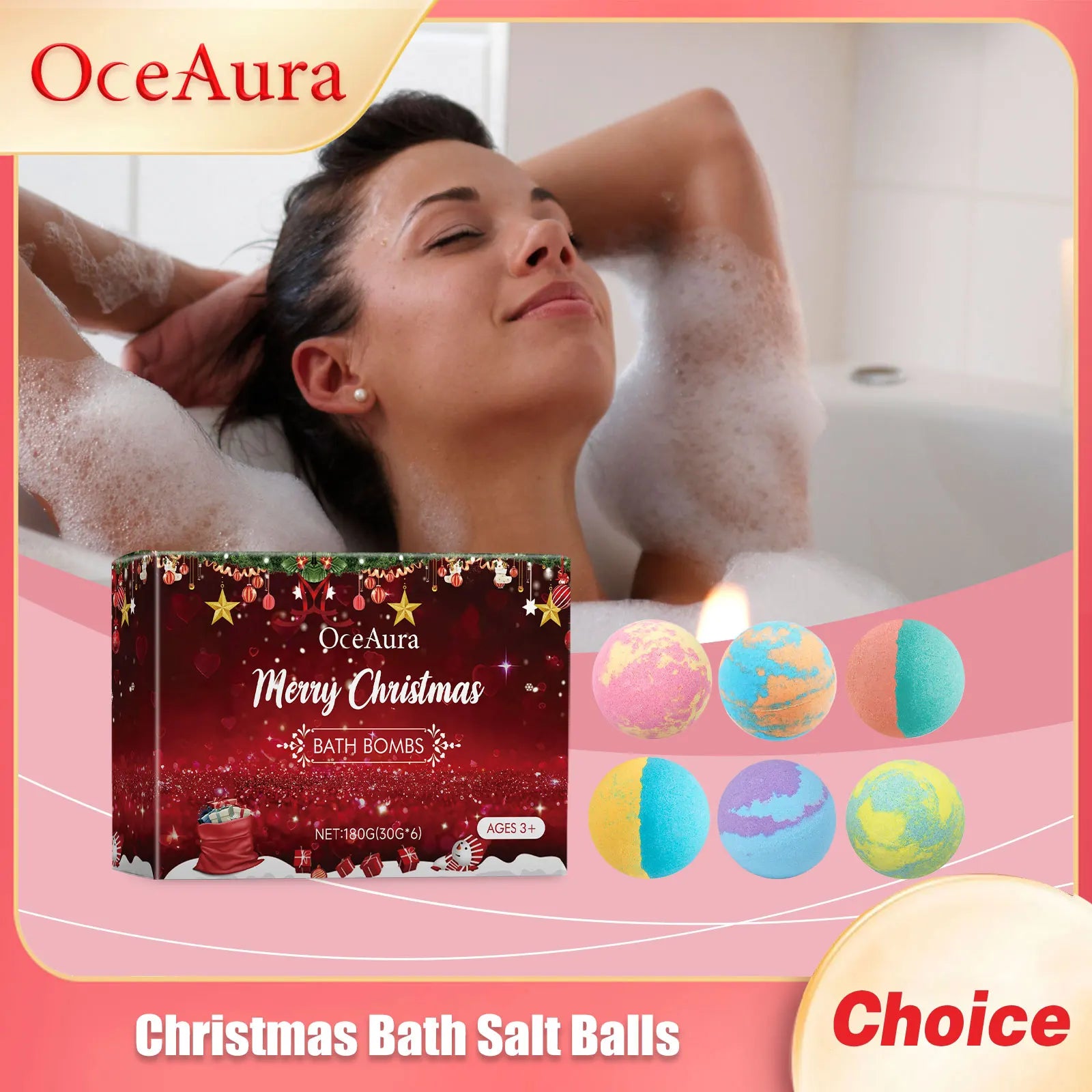 Christmas Bath Salt Balls - Stress Relief Spa Gift Set