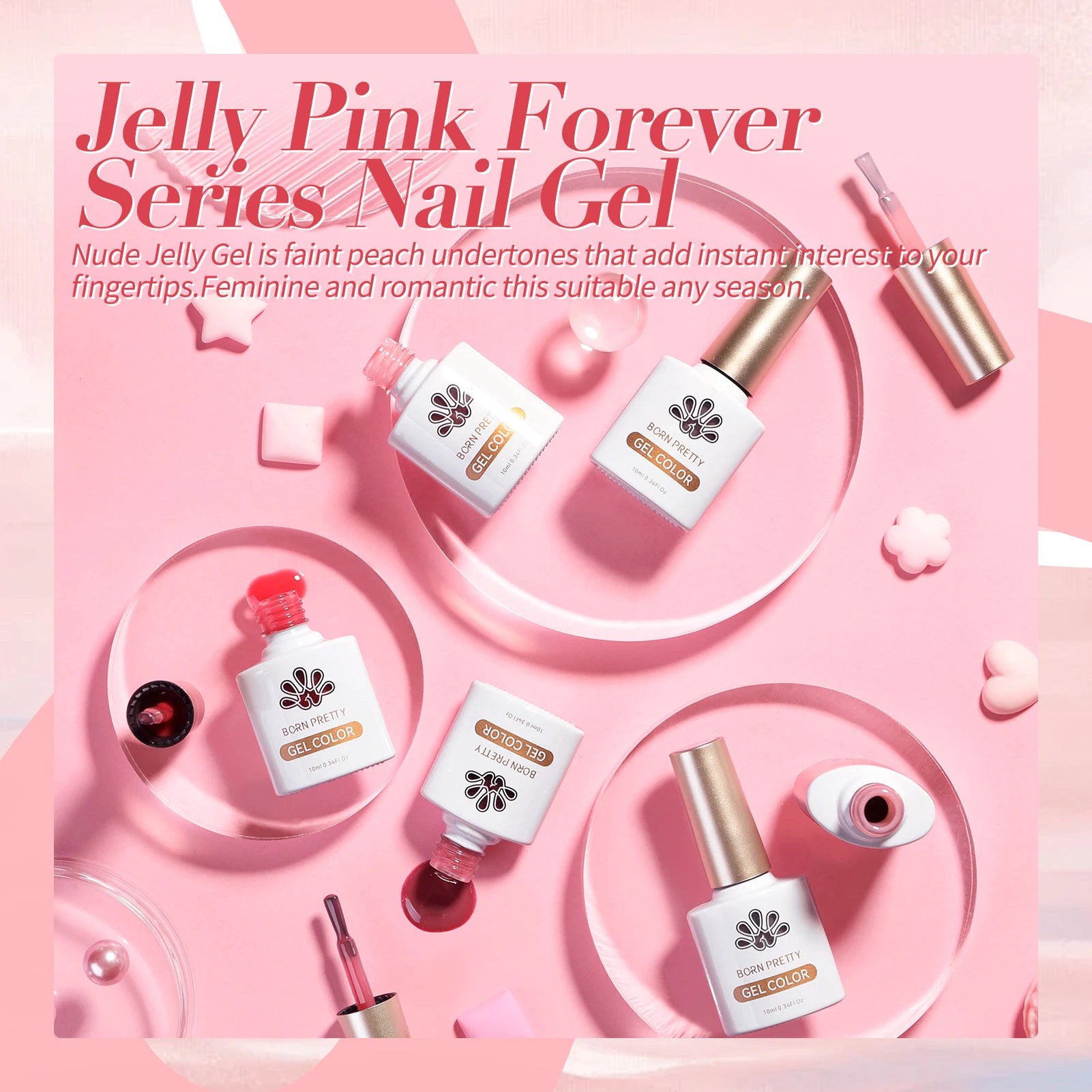 BORN PRETTY Jelly Nude Gel Nail Polish 10ml Light Pink