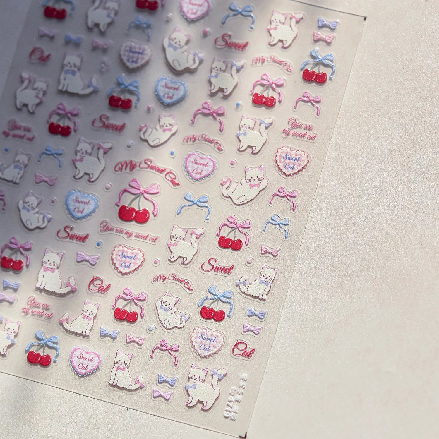 5D Pink Peach Jelly Nail Stickers Cute 3D Fruits