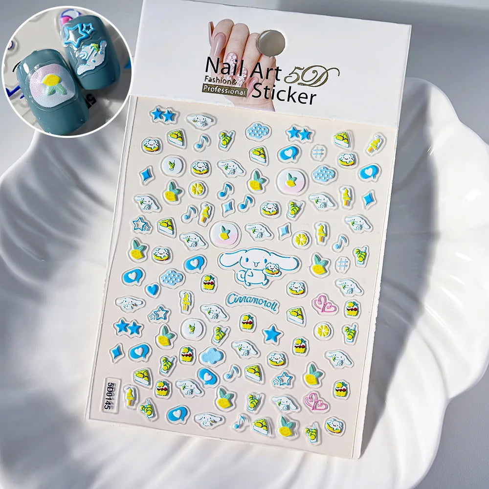 1Pcs 5D Sanrio Hello Kitty & My Melody Nail Sticker
