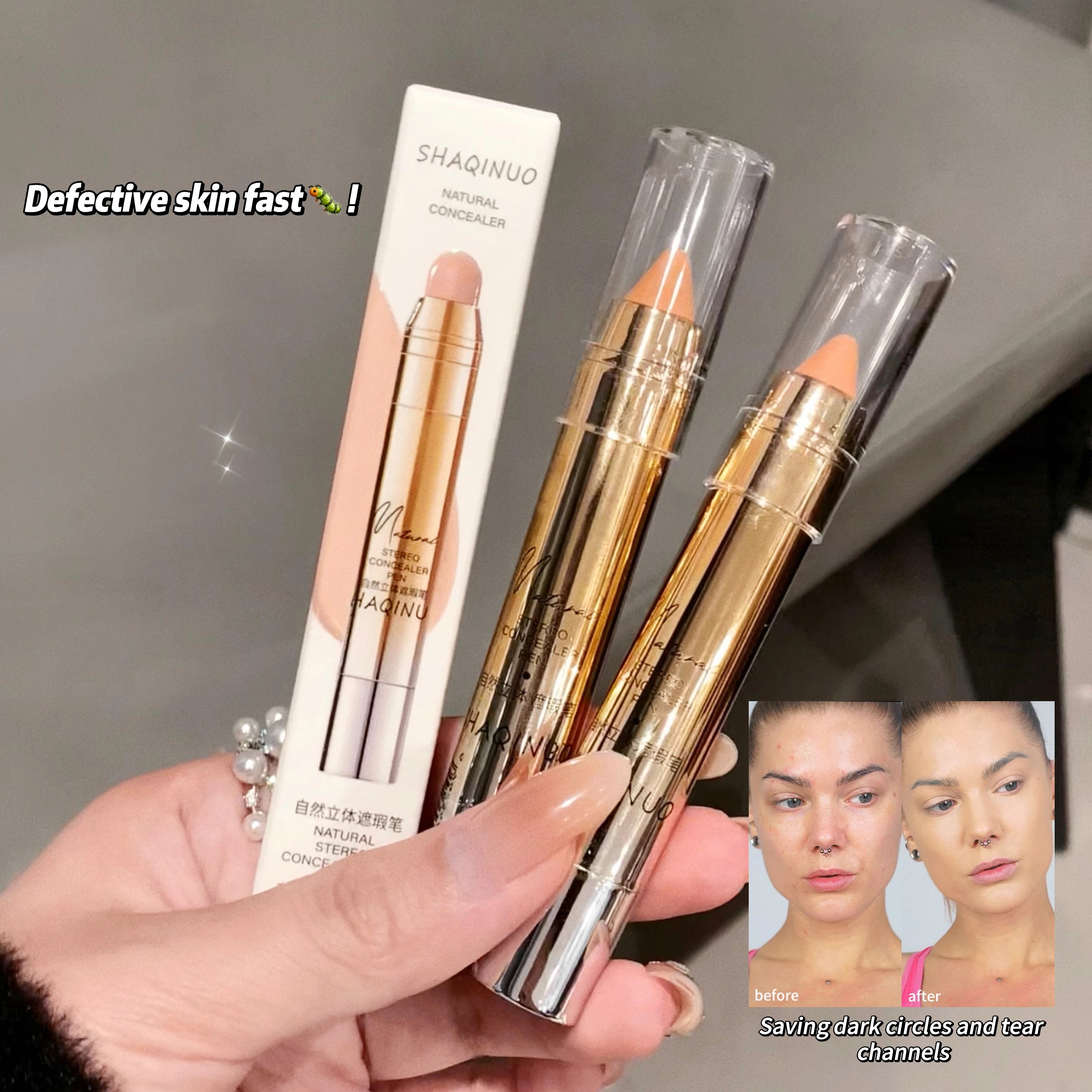 SHAQINUO 3D Concealer Pen for Dark Circles & Acne Marks