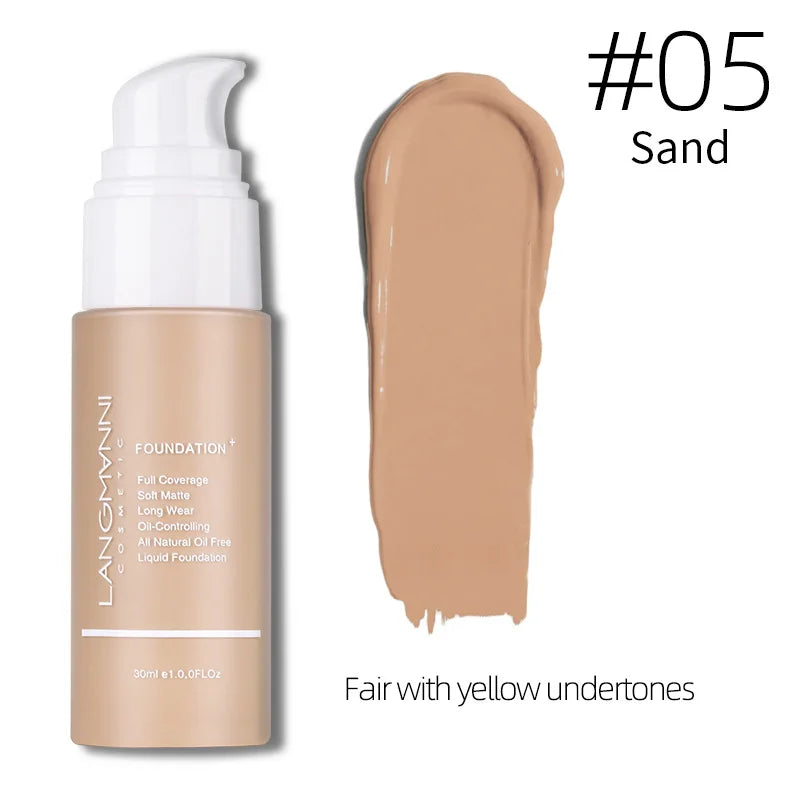 Langmanni 30ml Matte Waterproof Liquid Foundation Vervelle