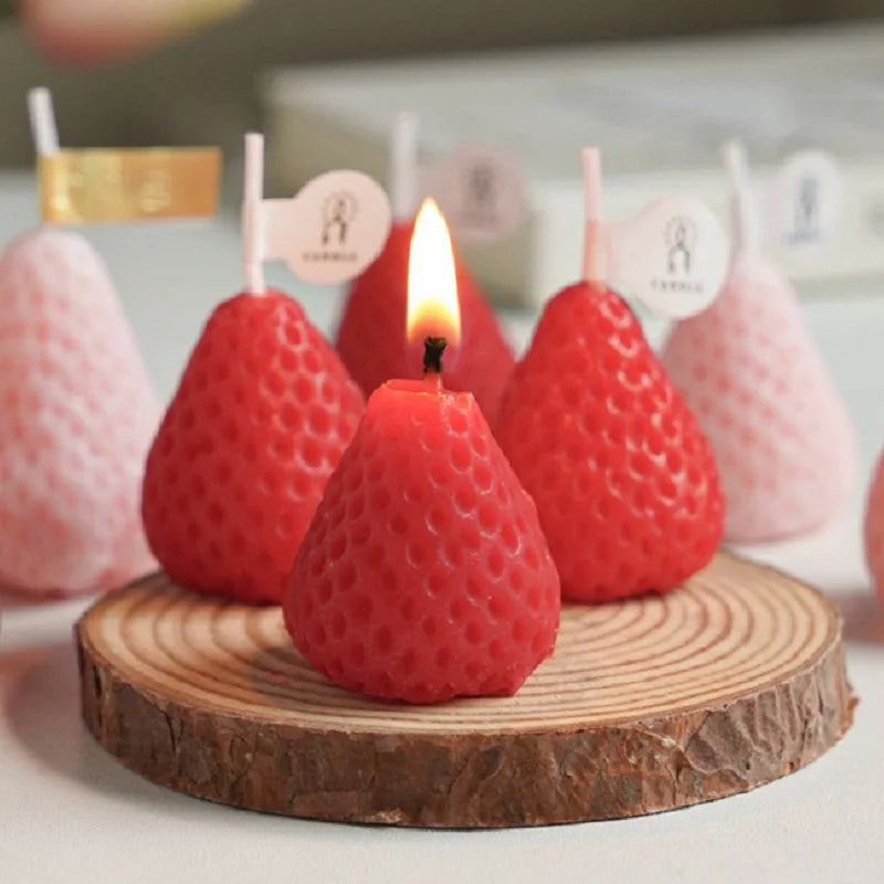 Strawberry Shaped Scented Candles – Handmade Mini Aromatherapy