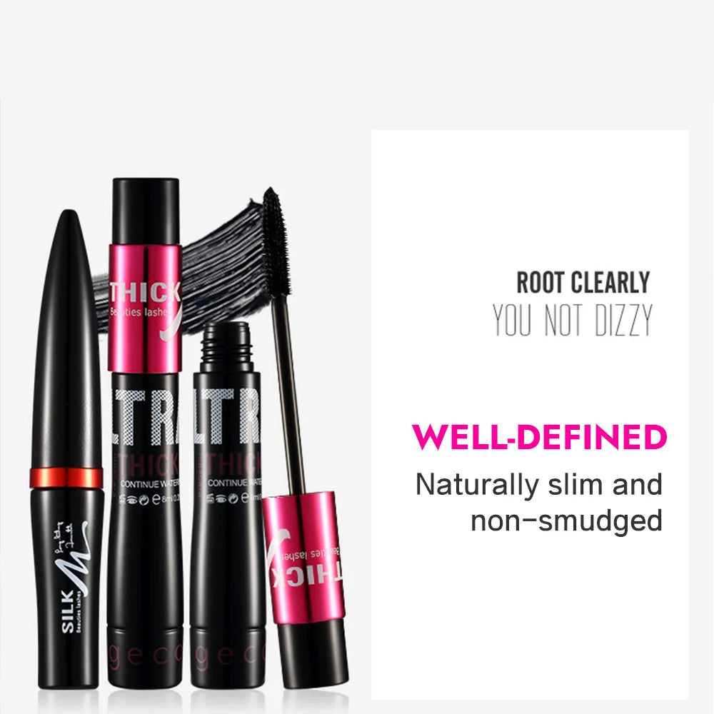 Fiber Mascara Set With Double Tubes Waterproof And Long-lasting Creates Long Naturally Curled Eyelashes Without Smudging