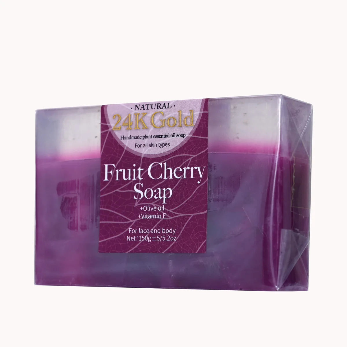 Cherry Aroma Soap 150g – 24K Gold Leaf Handmade Facial Soap