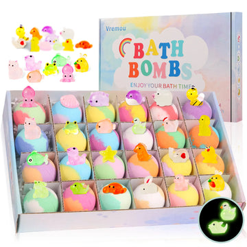 Kids Bath Bombs with Surprise Toy - 24 Pack Organic Set