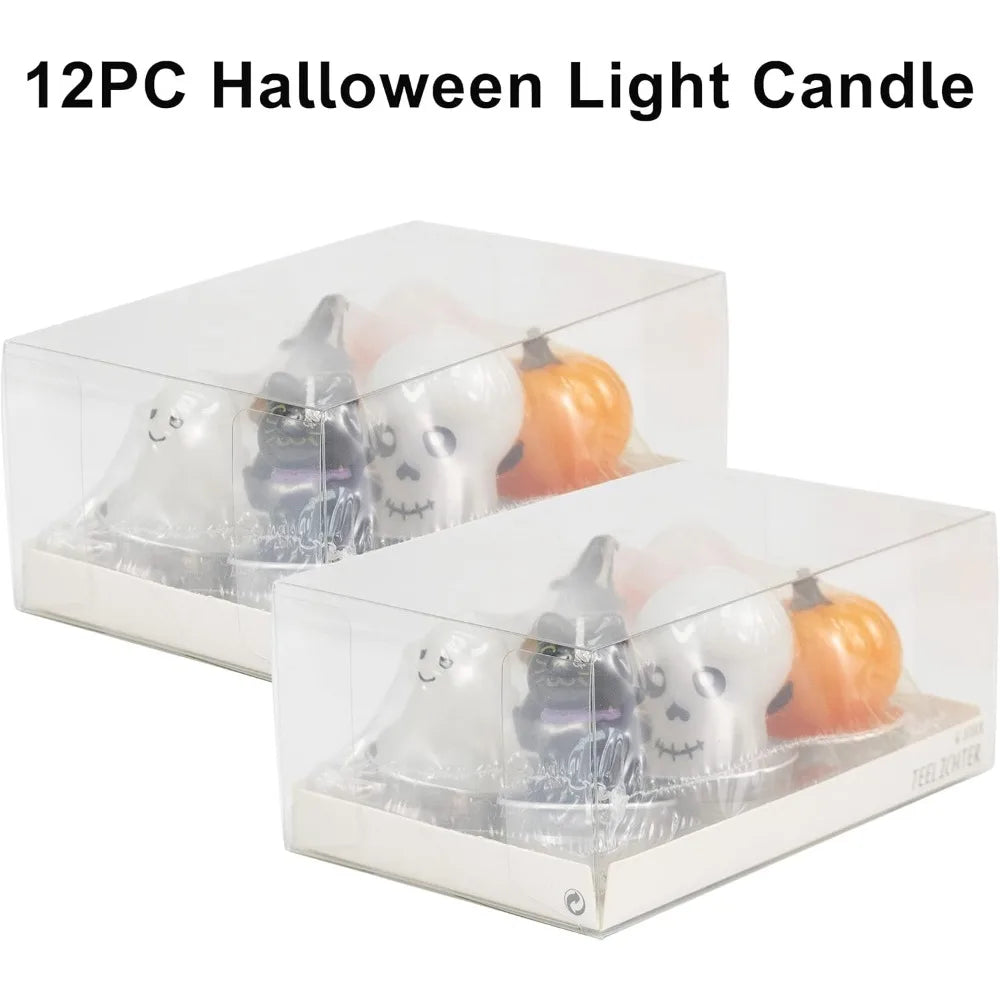 GiftExpress 12 Halloween Tealight Candles – 6 Fun Styles
