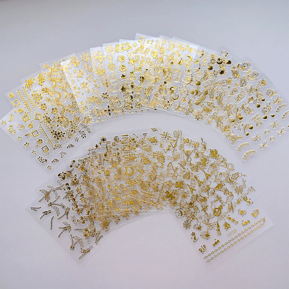 3D Colorful Flower Nail Stickers Cherry Blossom Rose