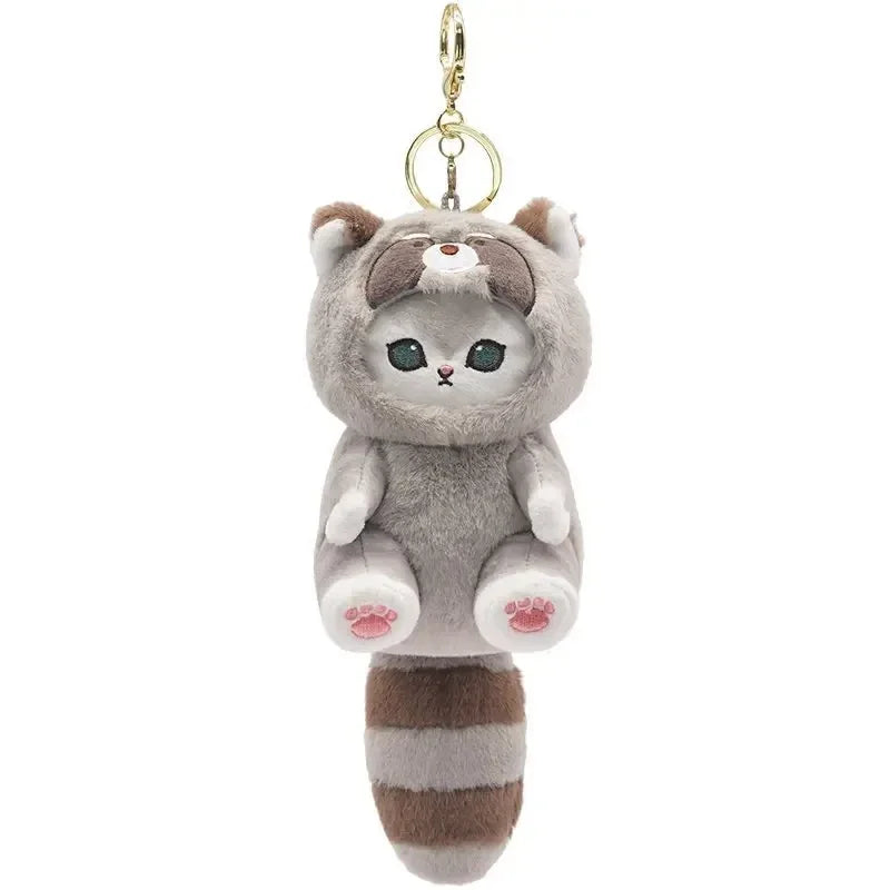 Kawaii Keychain Pendant Cartoon Mofusand Shark Cat Cross-Dressing doll Backpack Decor Toys