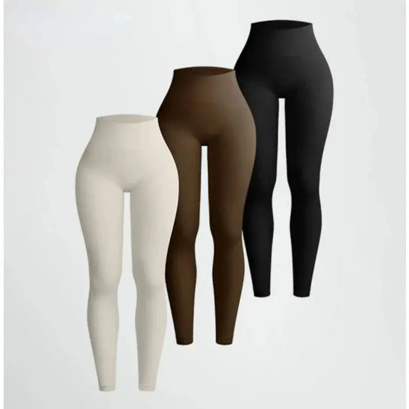 Women High Waist Thread-Knit Seamless Leggings Hip-Lifting Fitness Pants Vervelle
