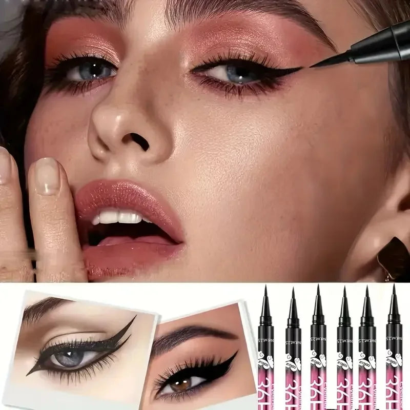 12 PCS Black Liquid Eyeliner Pen Long-Lasting Waterproof