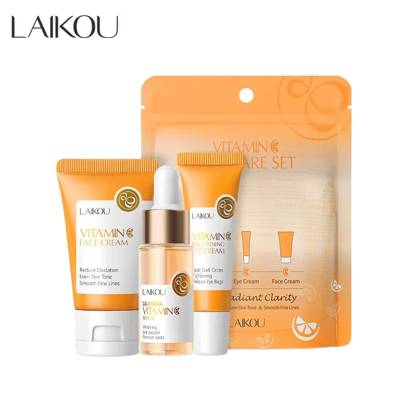 3pcs LAIKOU Vitamin C Facial Set Hydrating & Brightening