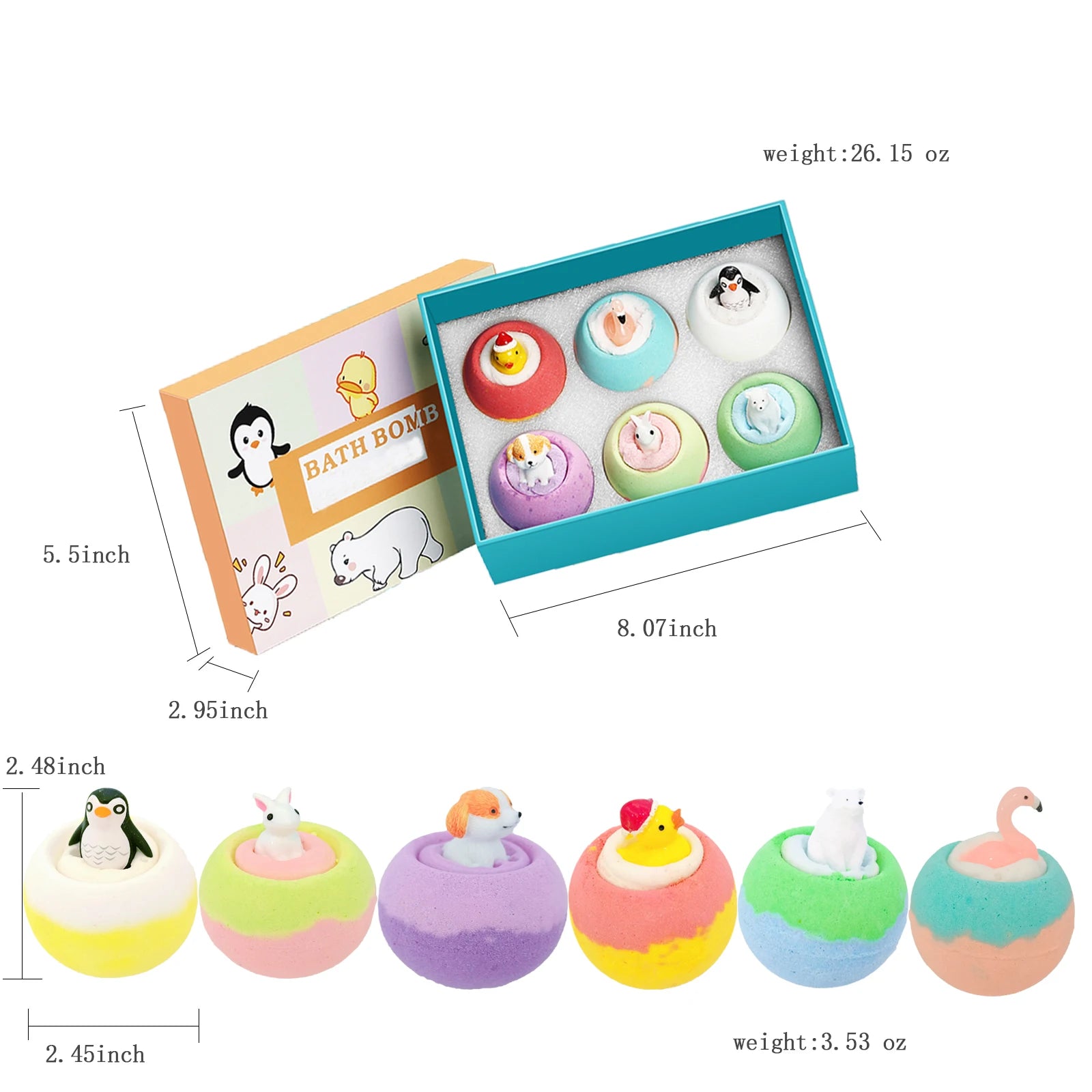 Kids Bath Bombs with Surprise Toys - 6 Pack Bubble Set