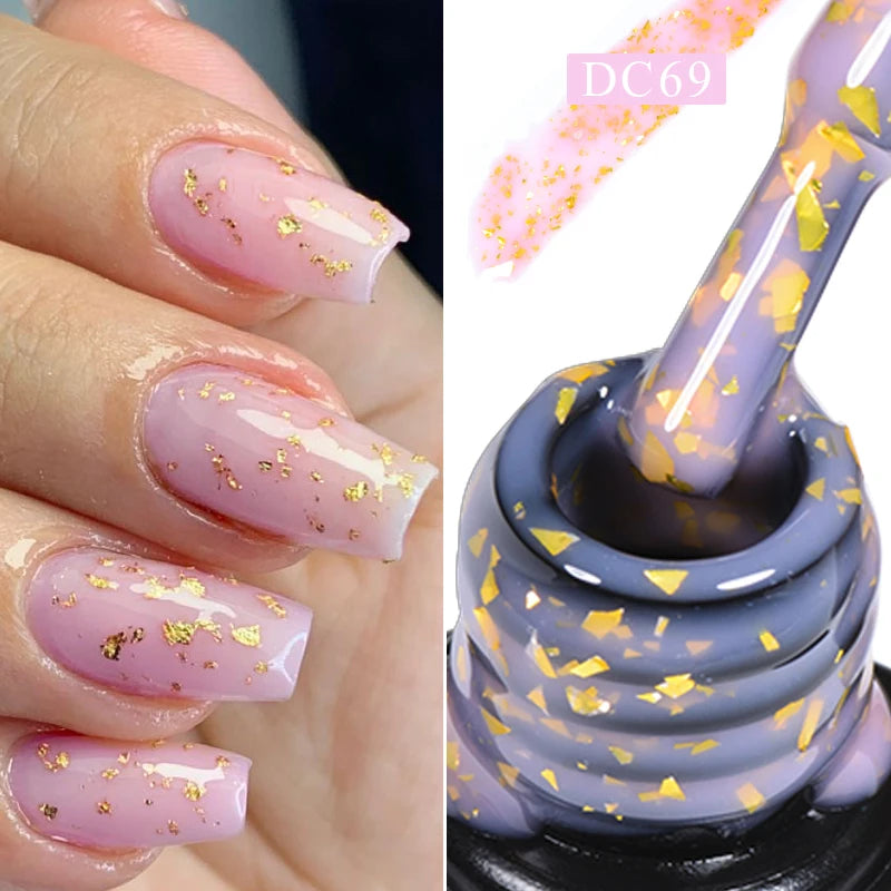 Mtssii 7ml Gold Glitter Rubber Base Gel Nail Polish
