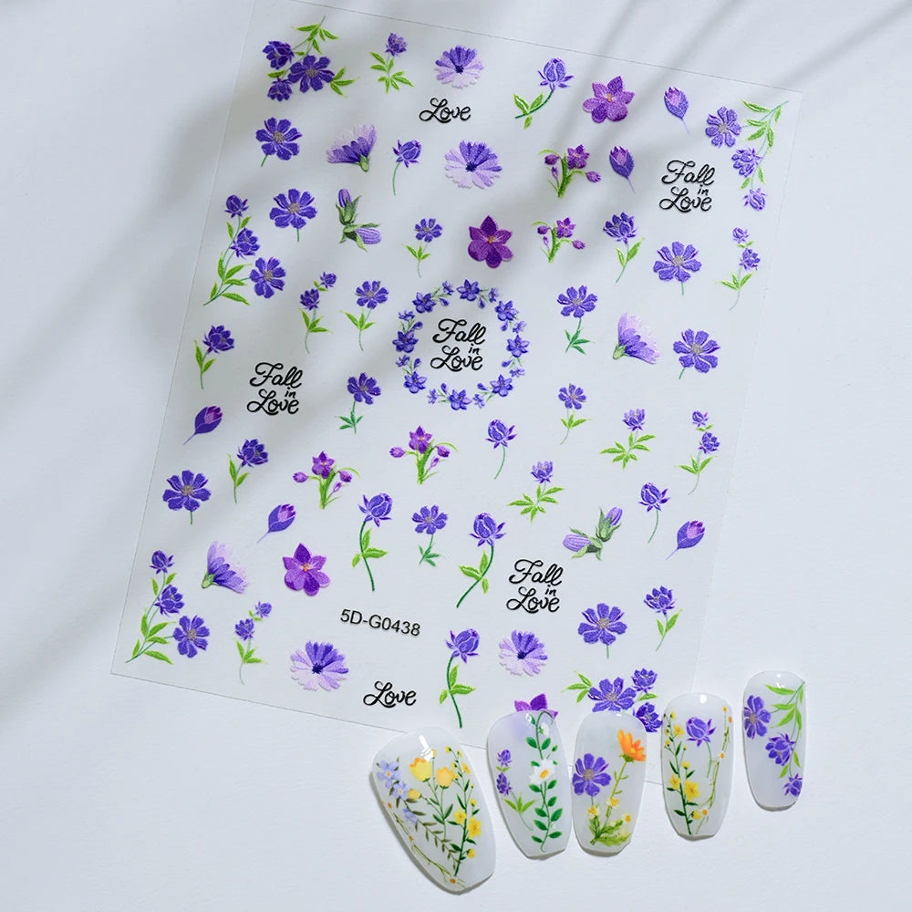 1PC 5D Macaron Flower & Fruit Nail Charms Sticker