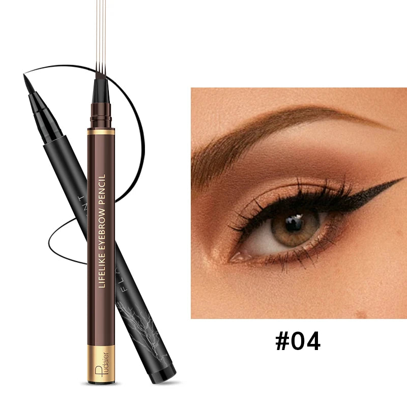 Eyeliner and four-tip eyebrow pencil set, smudge-proof, suitable for daily makeup