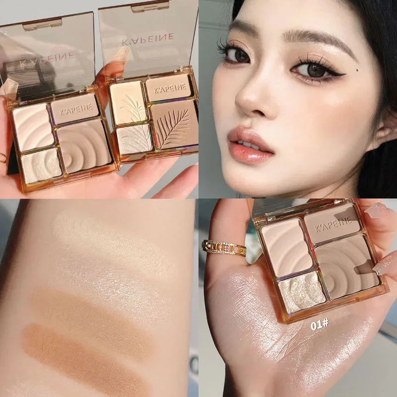 Matte Highlighter Bronzers Palette Face Shading Grooming Powder Long-Lasting Makeup