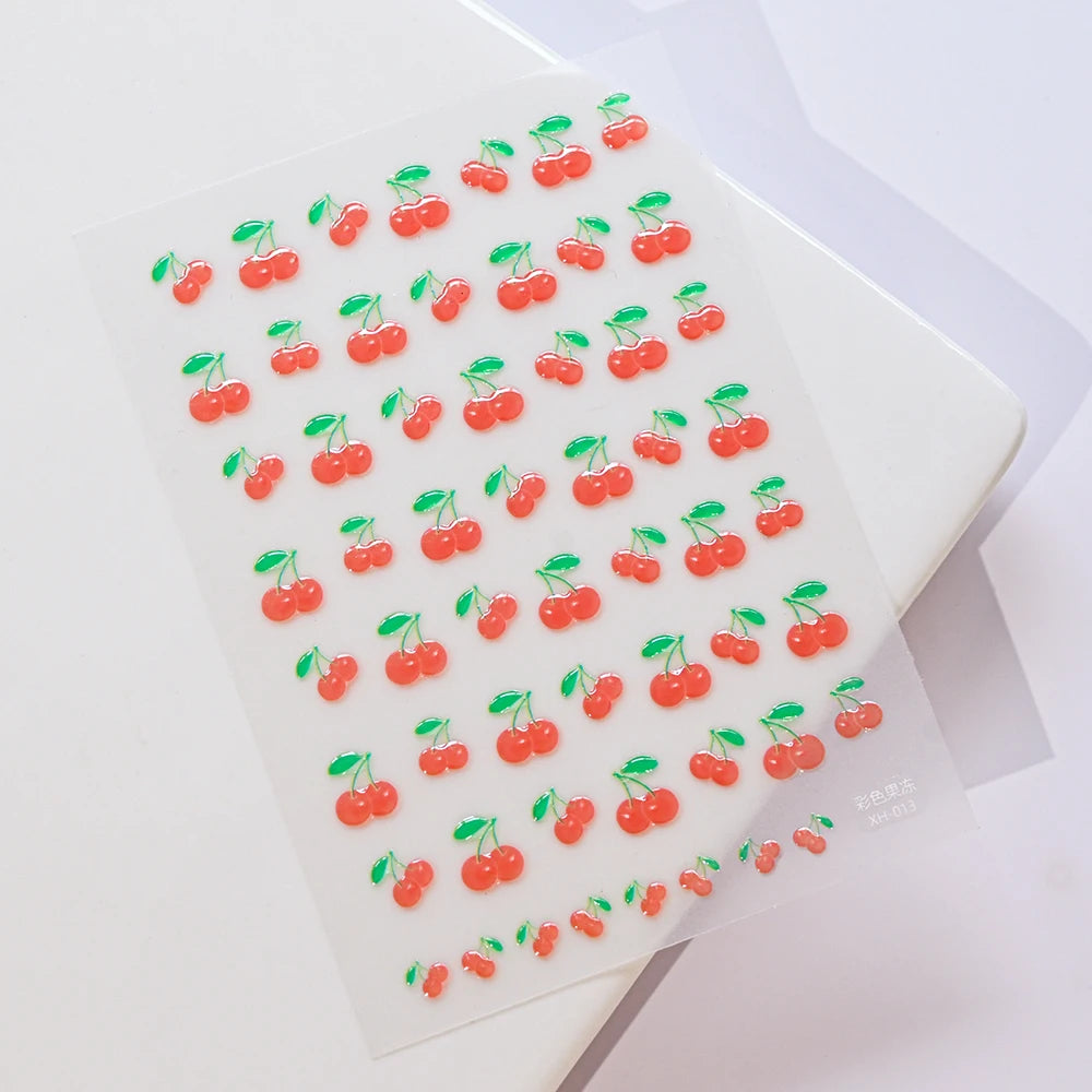 1PC 5D Macaron Flower & Fruit Nail Charms Sticker