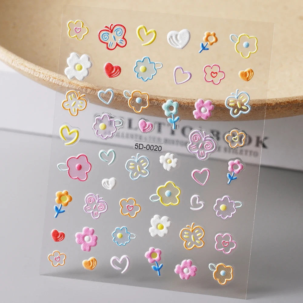 1PC 5D Macaron Flower & Fruit Nail Charms Sticker
