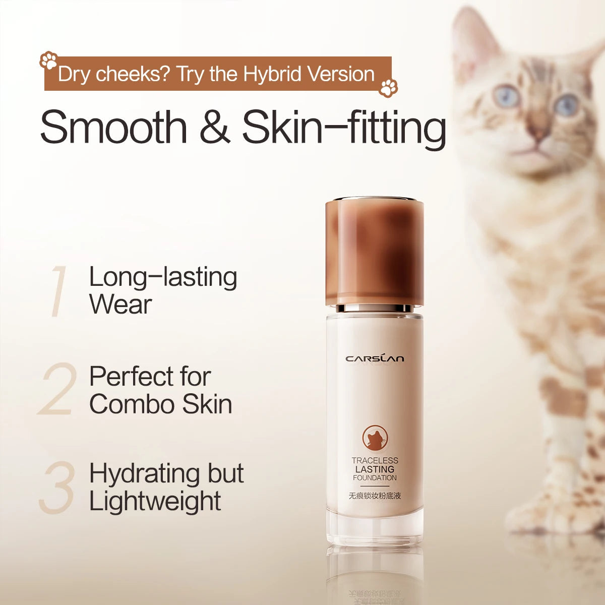 CARSLAN Long-Lasting Matte Liquid Foundation Full Coverage Vervelle