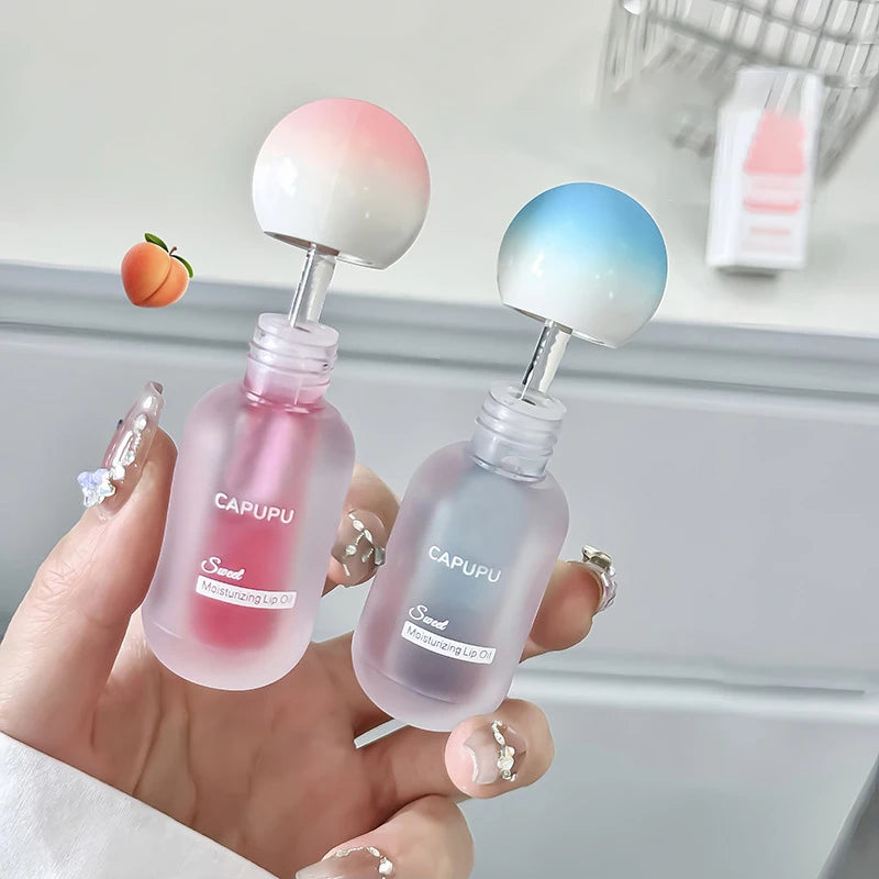 Peach Water Light Lip Gloss Hydrating Transparent Glass Fruit Crystal Jelly Lip Oil Plumping