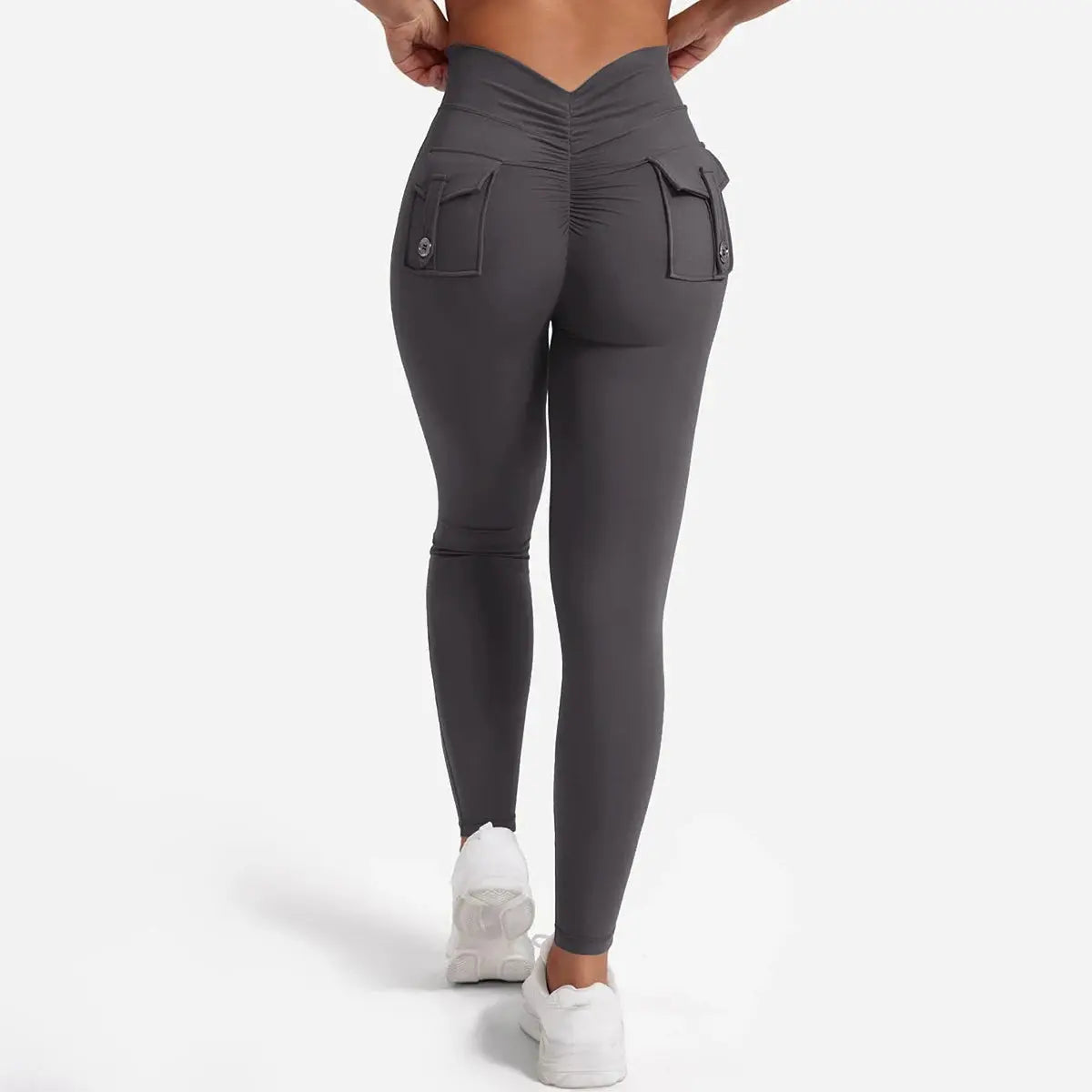 Women Nylon Yoga Leggings with Butt Pocket Hip Lifting Fitness Pants Vervelle